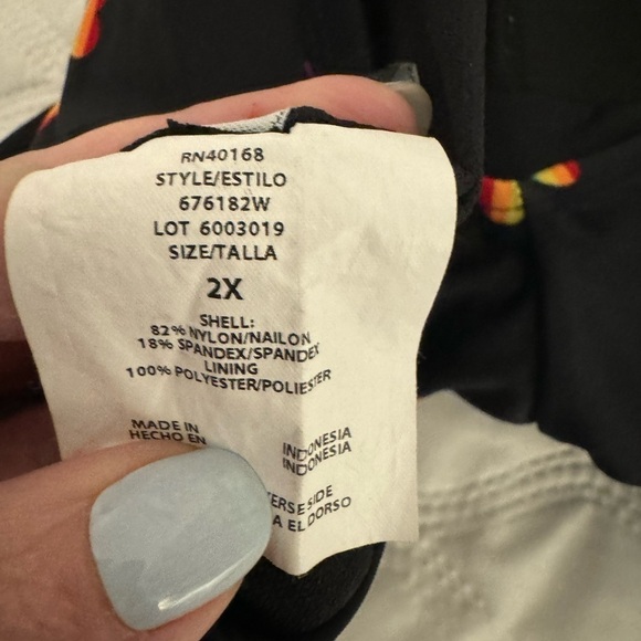 Sirena Brand Black Bikini/Tankini Top with rainbow Hearts High Neck Size 2XL - Picture 7 of 9